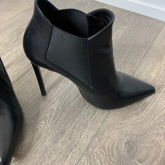 Saint Laurent YSL Classic Paris Ela 110 Ankle Boots Heels Stiletto Leather Black - Picture 10 of 15